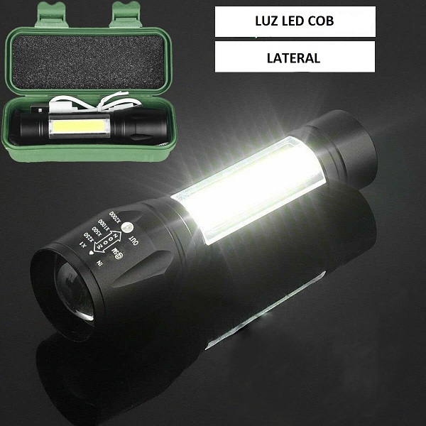 Lampara Tactica mini Recargable con USB led lateral
