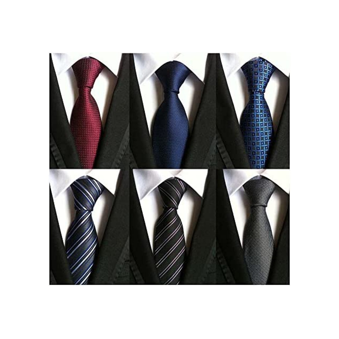 Lote de 6 corbatas clásicas de seda para hombre