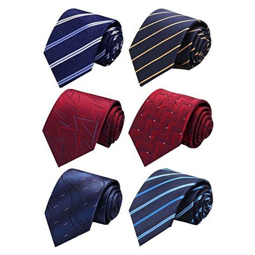 Lote de 6 corbatas clásicas de seda para hombre