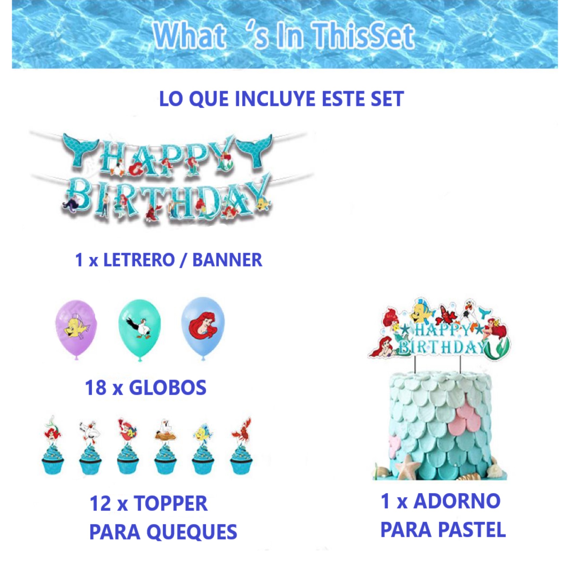 Sirenita Globos De Cumpleaños Decoración Kit De Fiesta