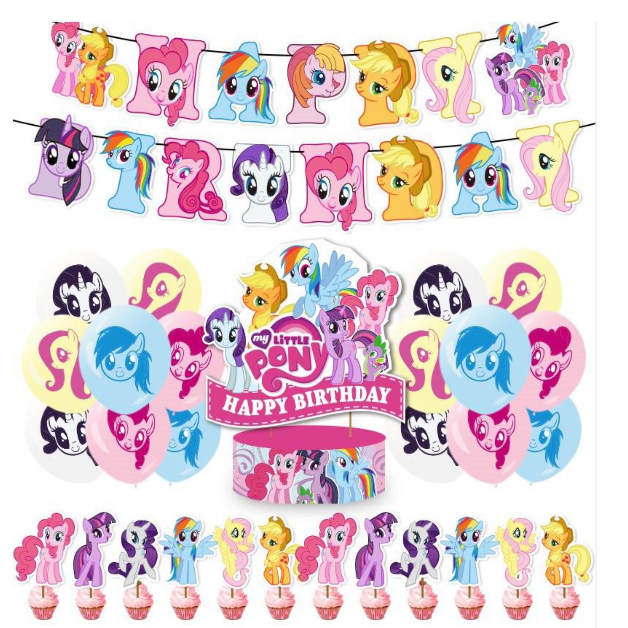 Globos De Cumpleaños Decoración Kit Fiesta Mi pequeño Pony