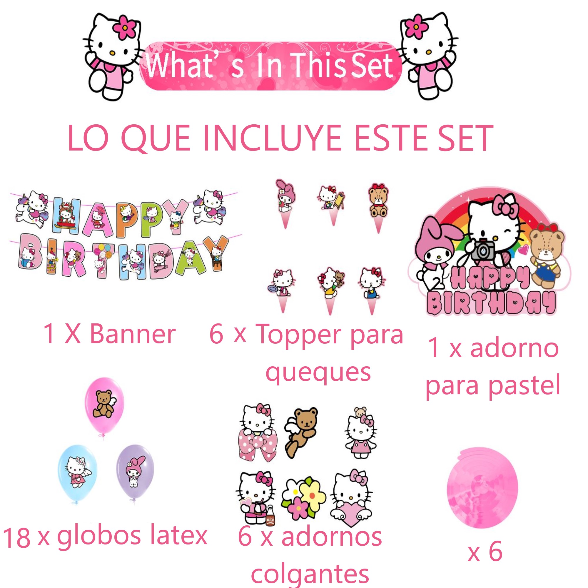 Globos De Cumpleaños Decoración Kit De Fiesta HELLO KITTY