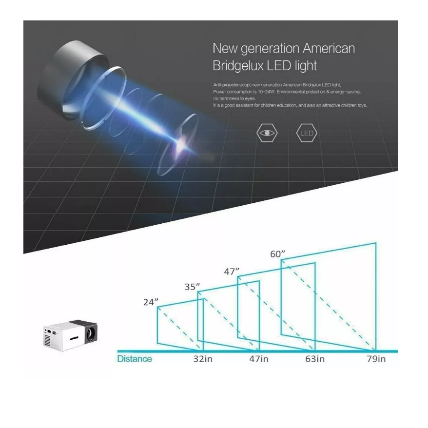 Mini Proyector Portátil Led Hd 1080p Para Cine En Casa