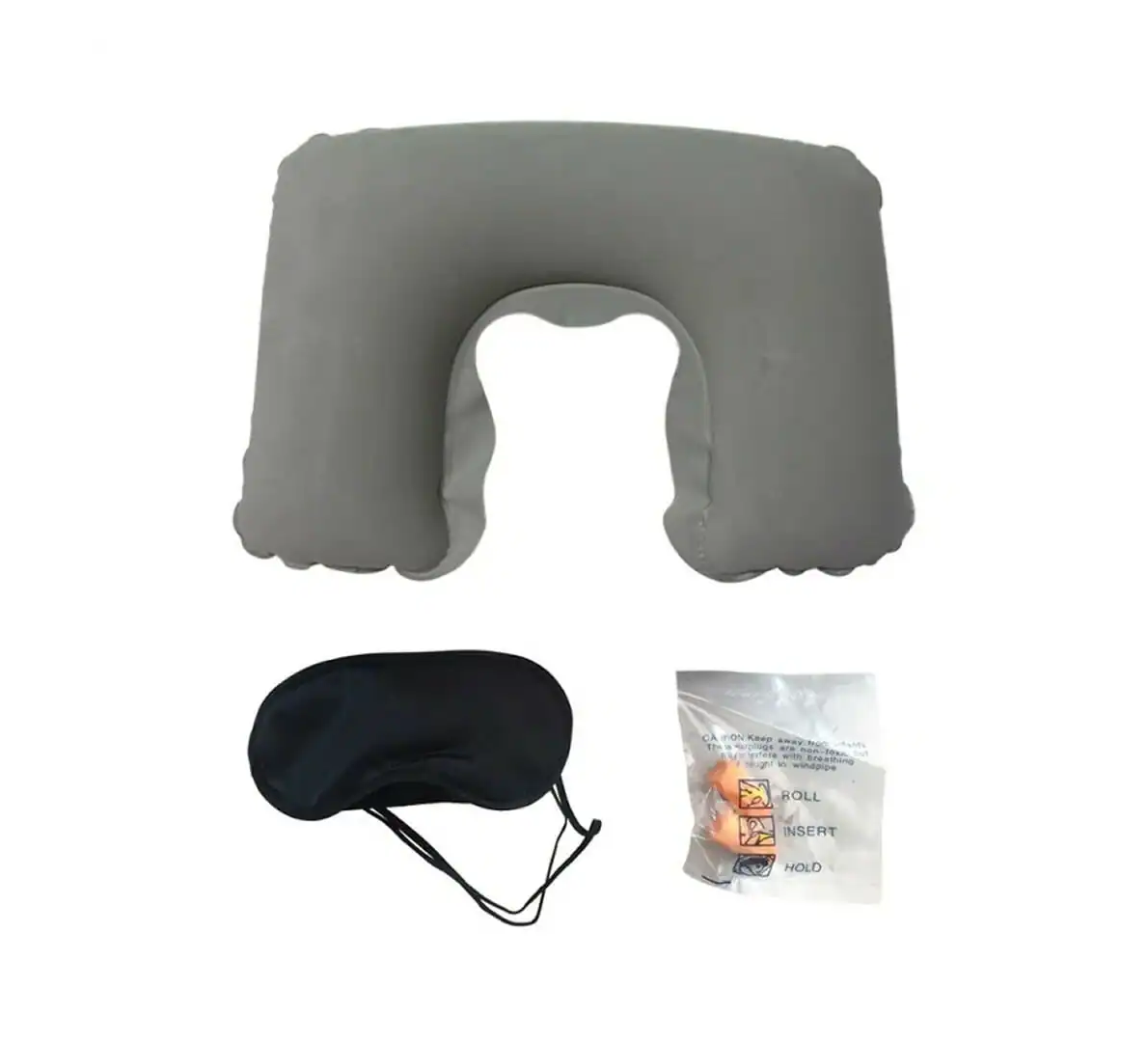 Kit Viaje Almohada Cojin Inflable Para Cuello Antifaz Tapon