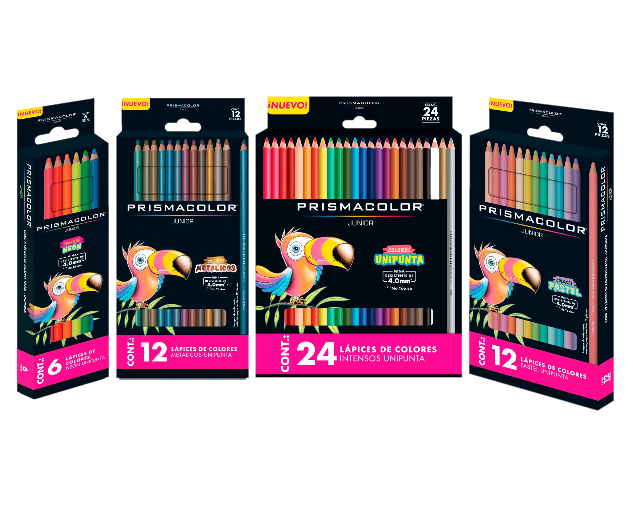 Lápices de colores Prismacolor Junior, Colores brillantes, Minas 4,0 mm, Pack de 54 colores