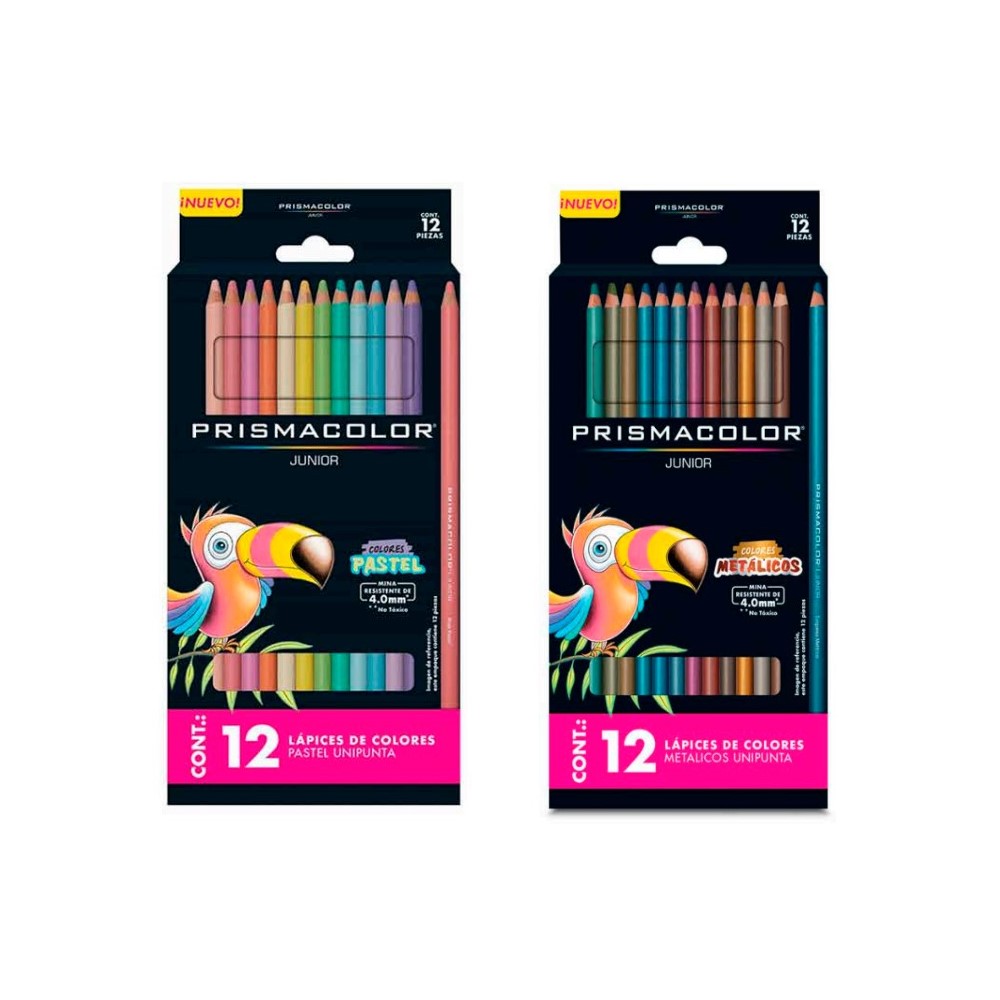 Lápices de colores Prismacolor Junior, Colores brillantes, Minas 4,0 mm, Pack de 54 colores