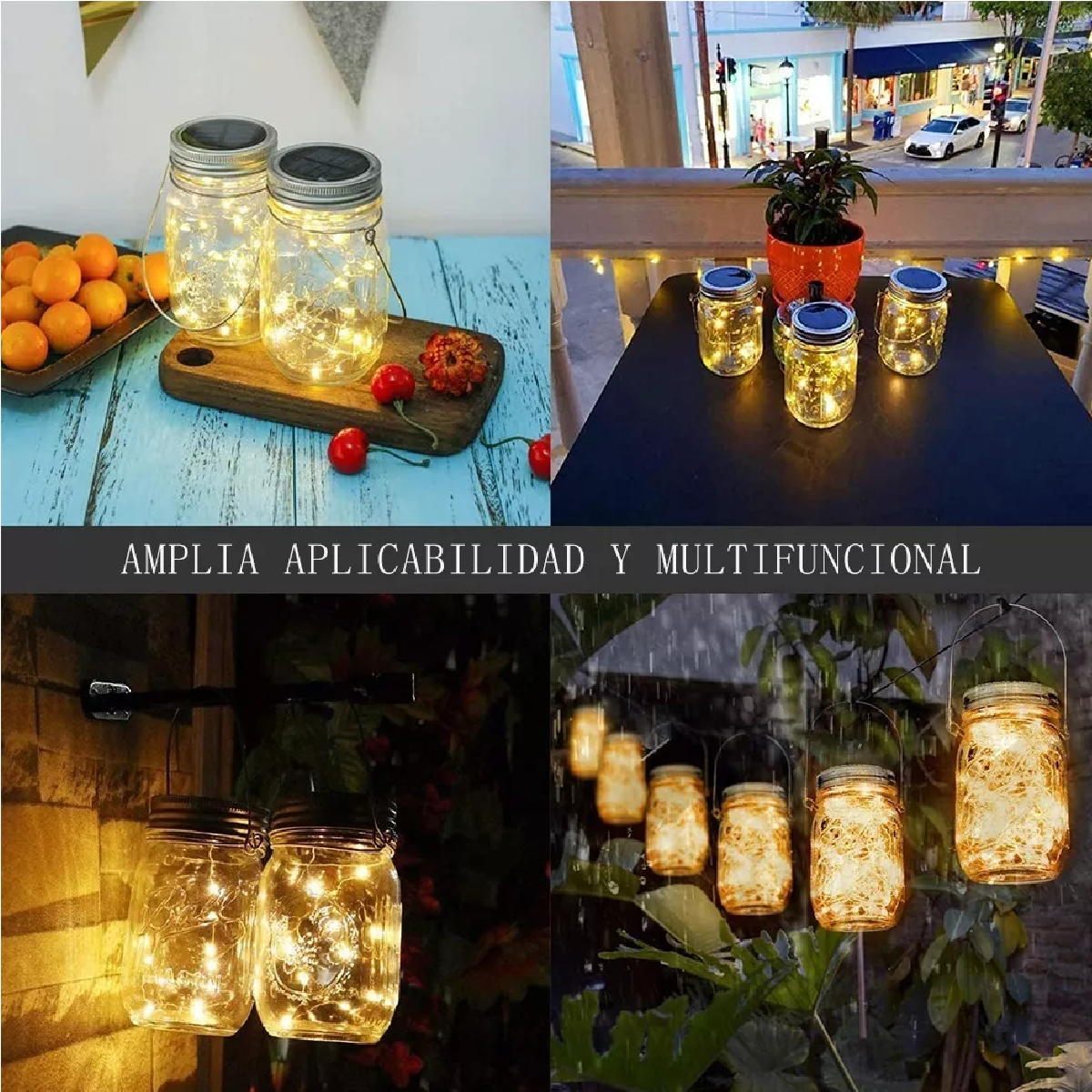 Luz Solar Para Tarro De Albañil Led Decoración De Jardín Al