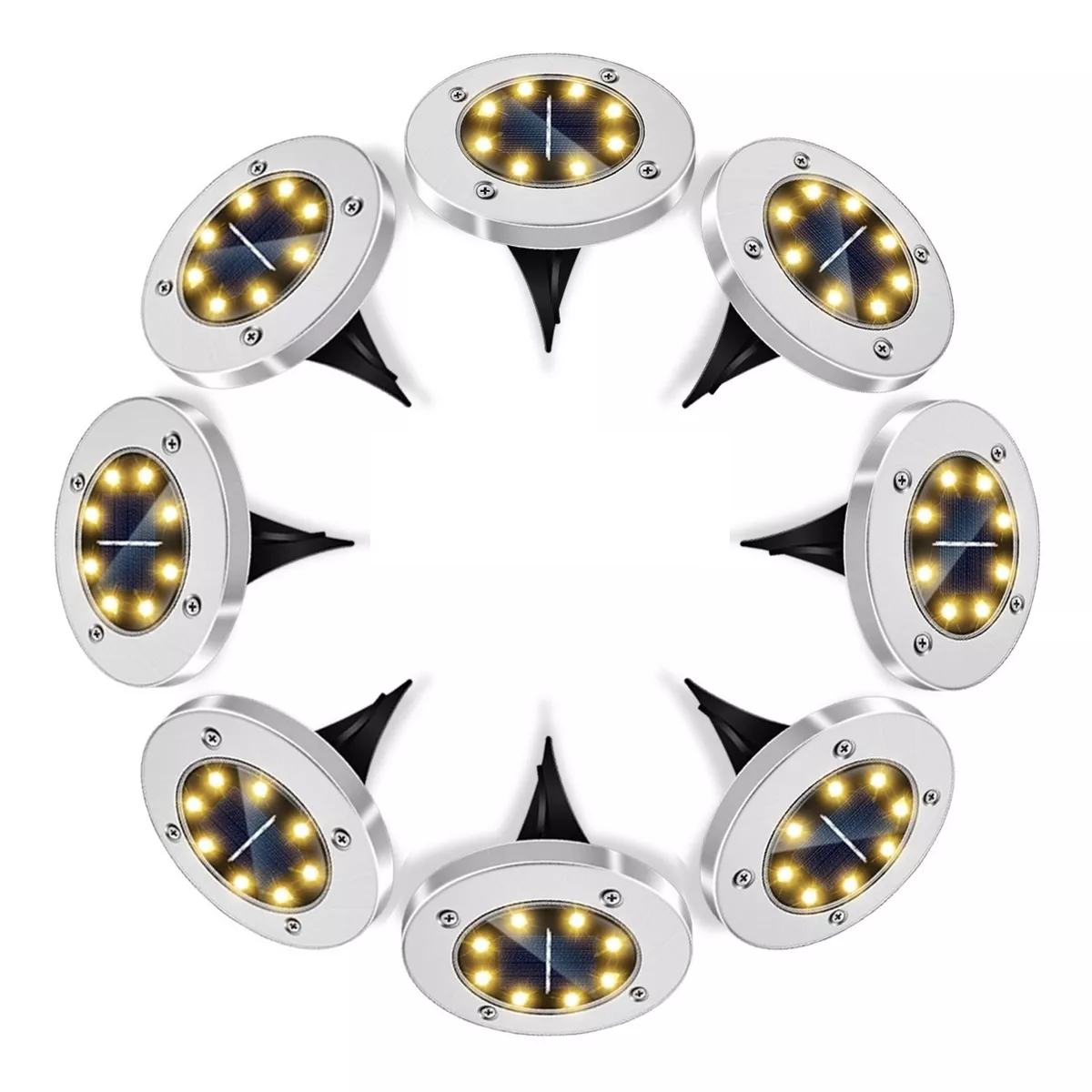 Conjunto 8 Lámparas 8led Luces Solares Suelo Jardín Césped