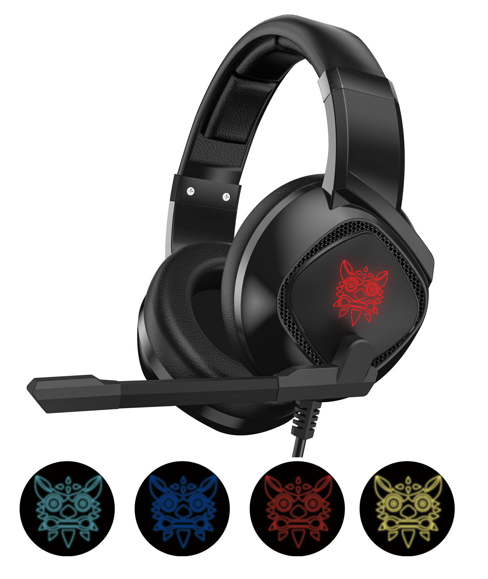 Audífonos Gamer Onikuma K19 Negro Con Luz Rgb Led