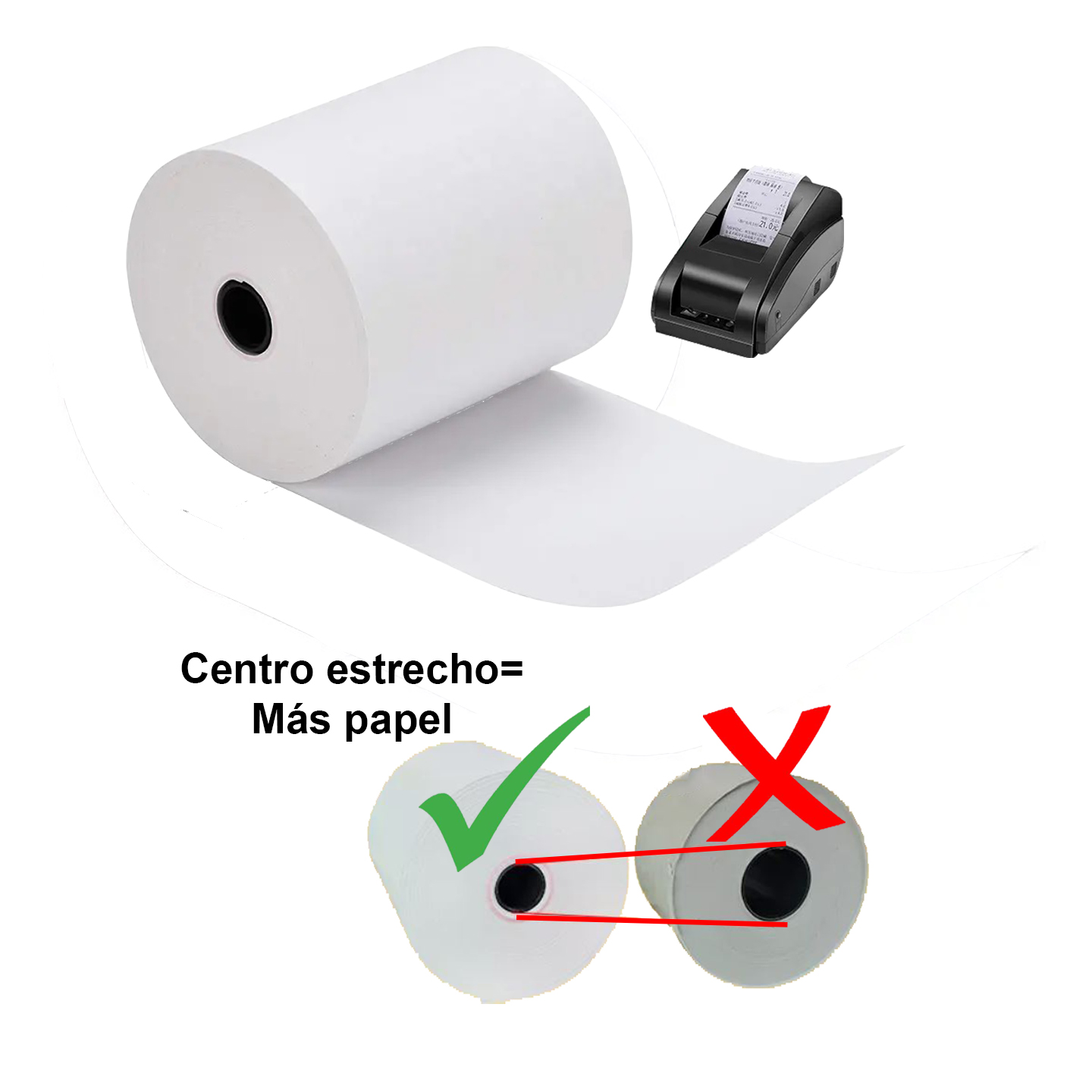 15 Rollos Papel Térmico 80x70 mm para impresoras mini printer 80mm