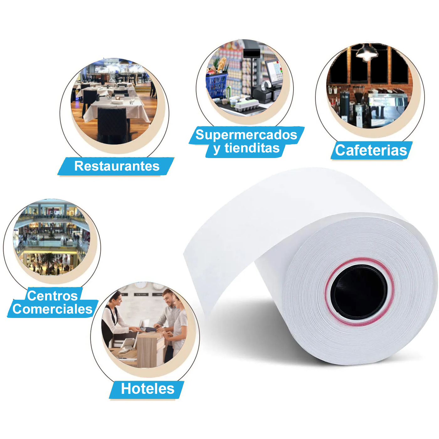15 Rollos Papel Térmico 80x70 mm para impresoras mini printer 80mm