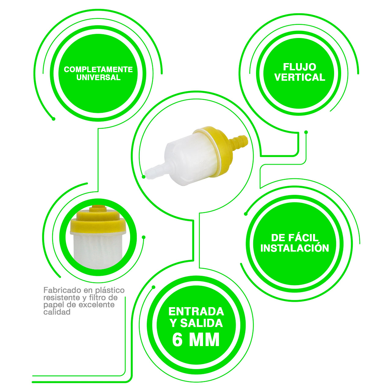 100 Filtro De Gasolina Para Motocicleta Universal Colores
