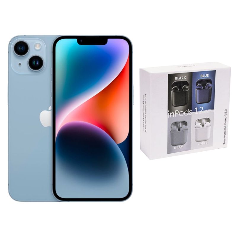 iPhone 14 Plus 128GB Azul Desbloqueado E-SIM + Audífonos Genéricos