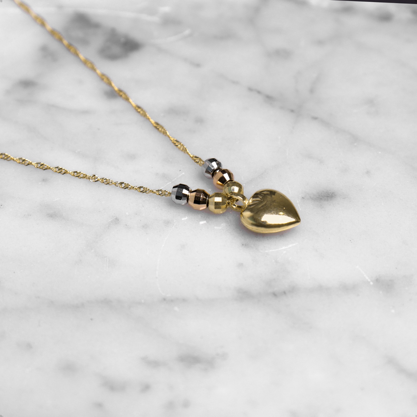 Dije Corazón Oro 10k Semanario Cadena Gargantilla Italiana