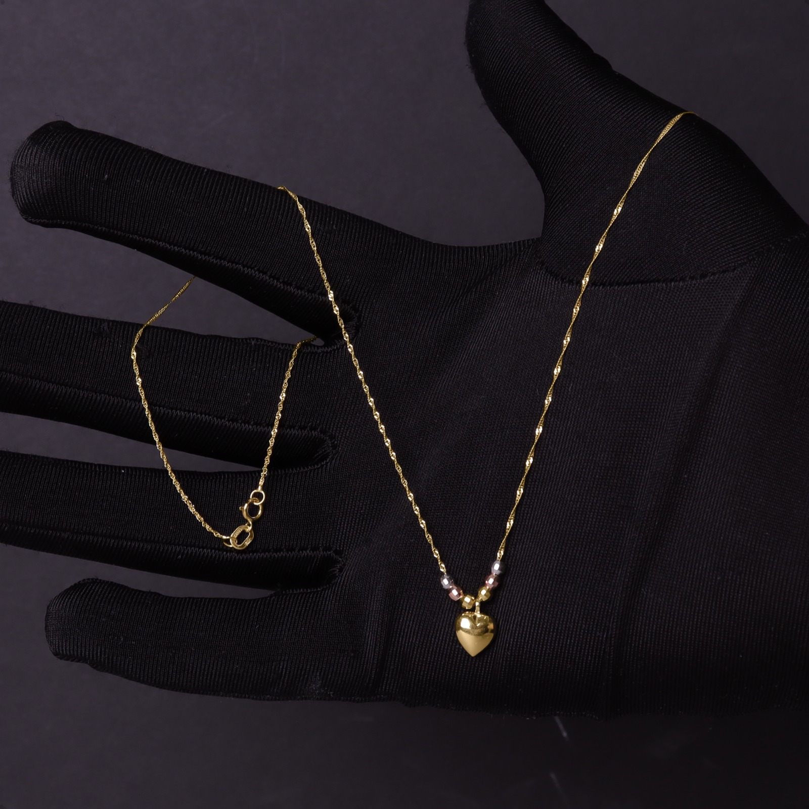 Dije Corazón Oro 10k Semanario Cadena Gargantilla Italiana