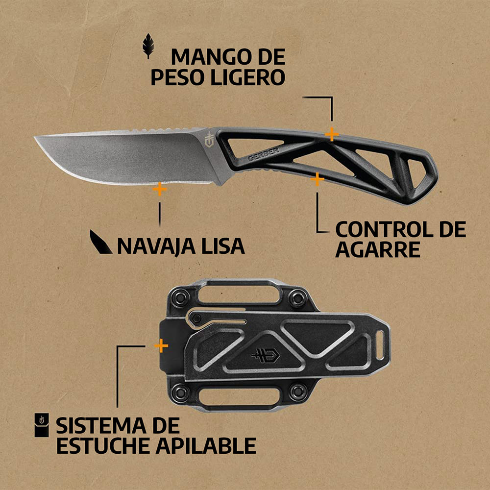 Cuchillo Liso EXO-MOD CAPER Negro Gerber
