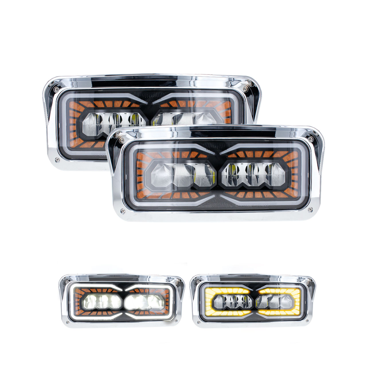 Par Faro Unidad Doble Hiper Led Trailer Kenworth Freight