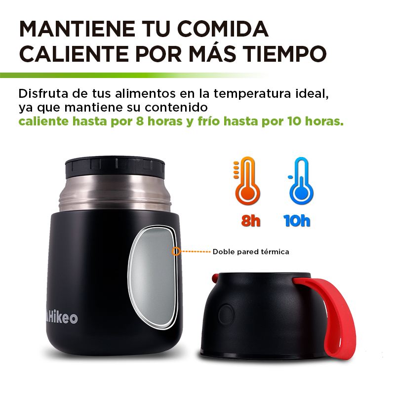 Termo de Acero Inoxidable para Comida y Sopa 628 ml Hikeo