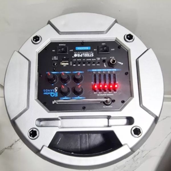 STEELPRO Bocina Portatil Cuadrafonica Bazzoka | Inalambrica LED 360 18000 Watts | Color negro