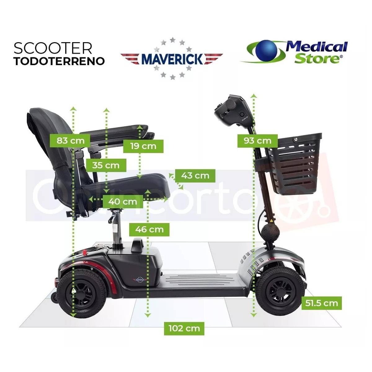 Silla De Ruedas Eléctrica 4 Ruedas Medical Store Scooter Todoterreno