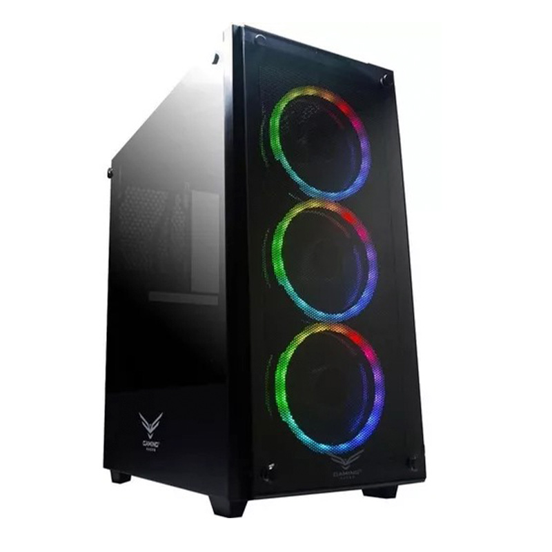 Gabinete Naceb Evotec Player Negro Led Atx S/Fuente Cristal NA-0603