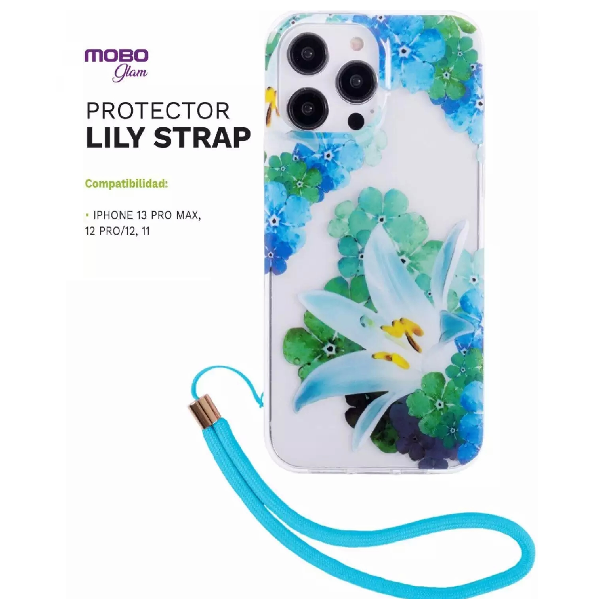 Protector Mobo Glam Lily Strap Azul IPhone ONE 11