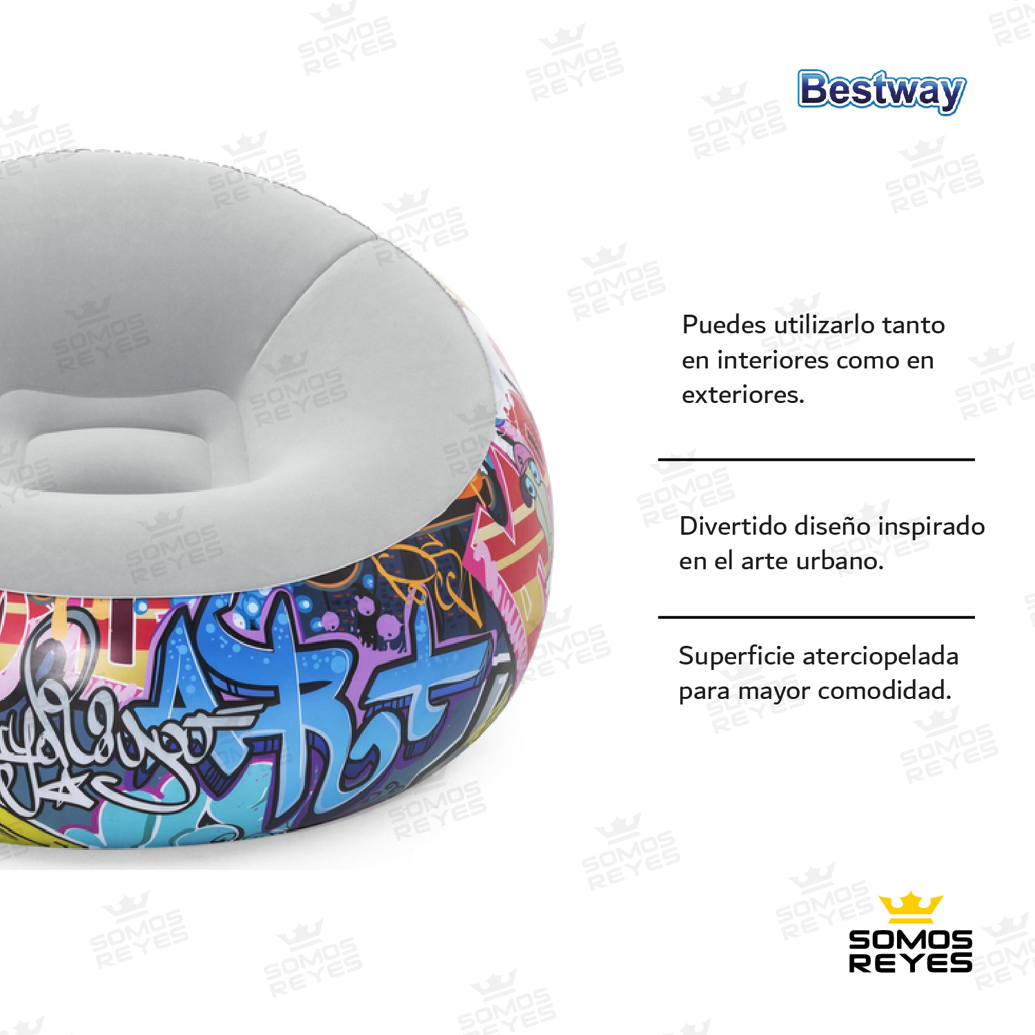 Sillon Inflable Individual Grafitti Puff Portatil Bestway 