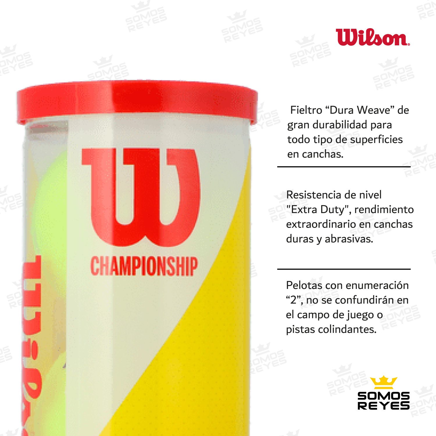 Pelotas Tenis Wilson 2 Botes 6 Pcs Championship Presurizadas 