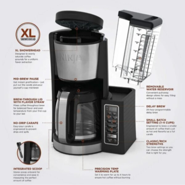 Ninja Cafetera De Goteo Programable 12 Tzs 60oz Negro Ce200