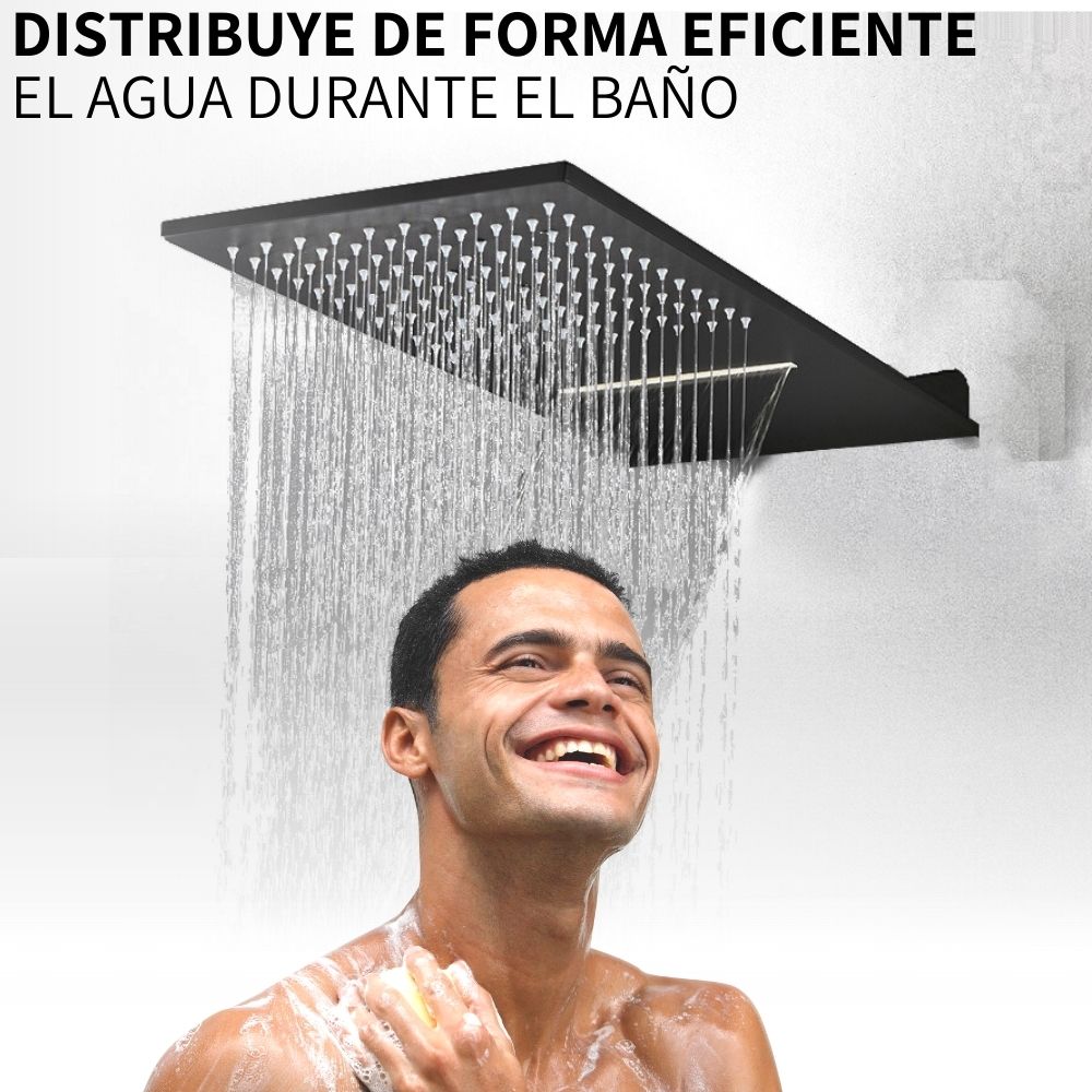 Cabezal De Ducha Regadera Tipo Lluvia Cascada De Acero Mate