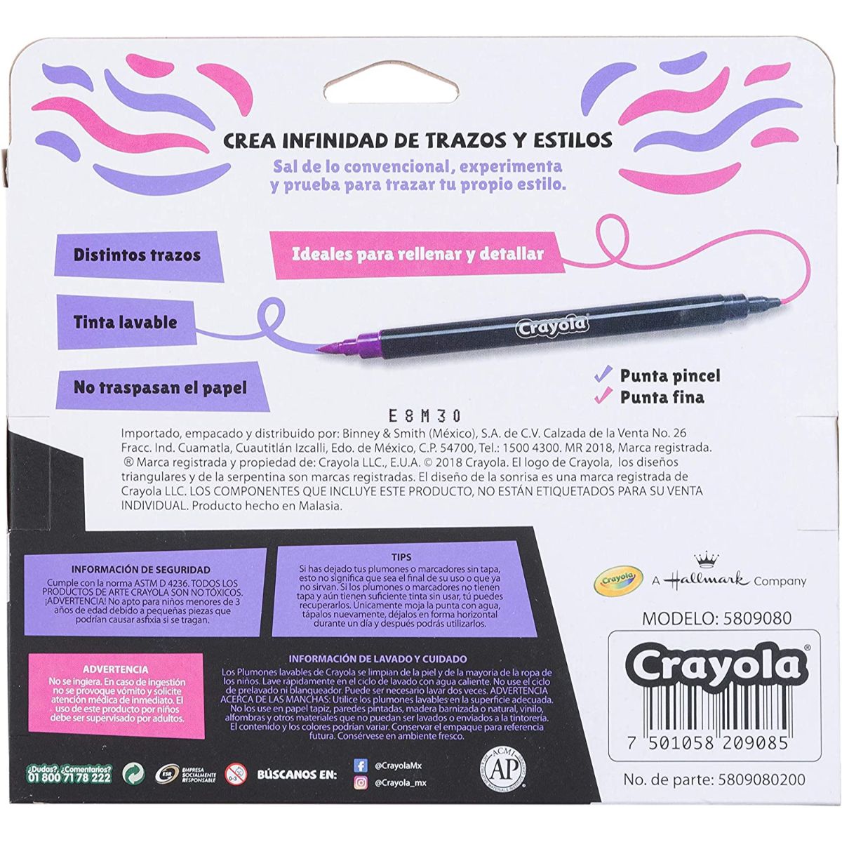 Plumones Alternative Crayola 8 pzas Doble punta16 colores diferentes 