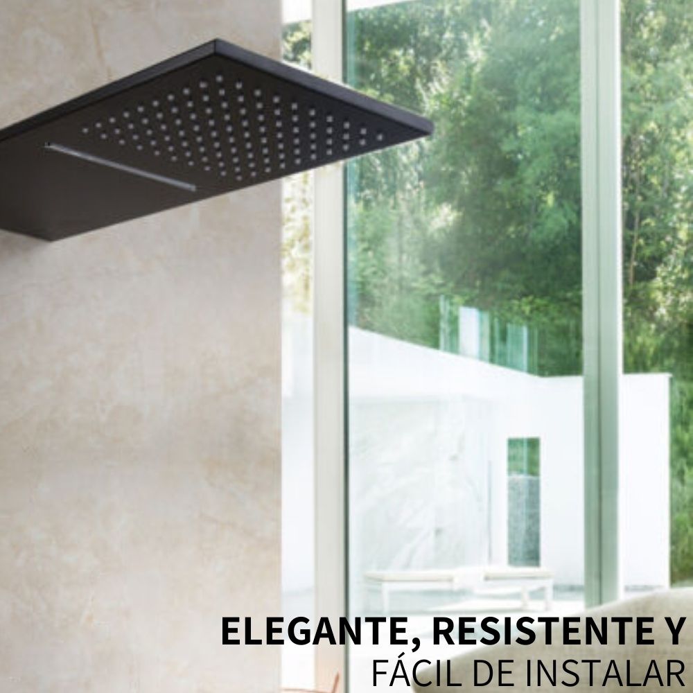 Cabezal De Ducha Regadera Tipo Lluvia Cascada De Acero Mate