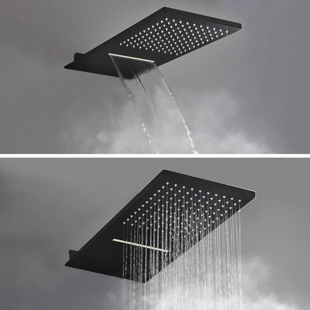 Cabezal De Ducha Regadera Tipo Lluvia Cascada De Acero Mate
