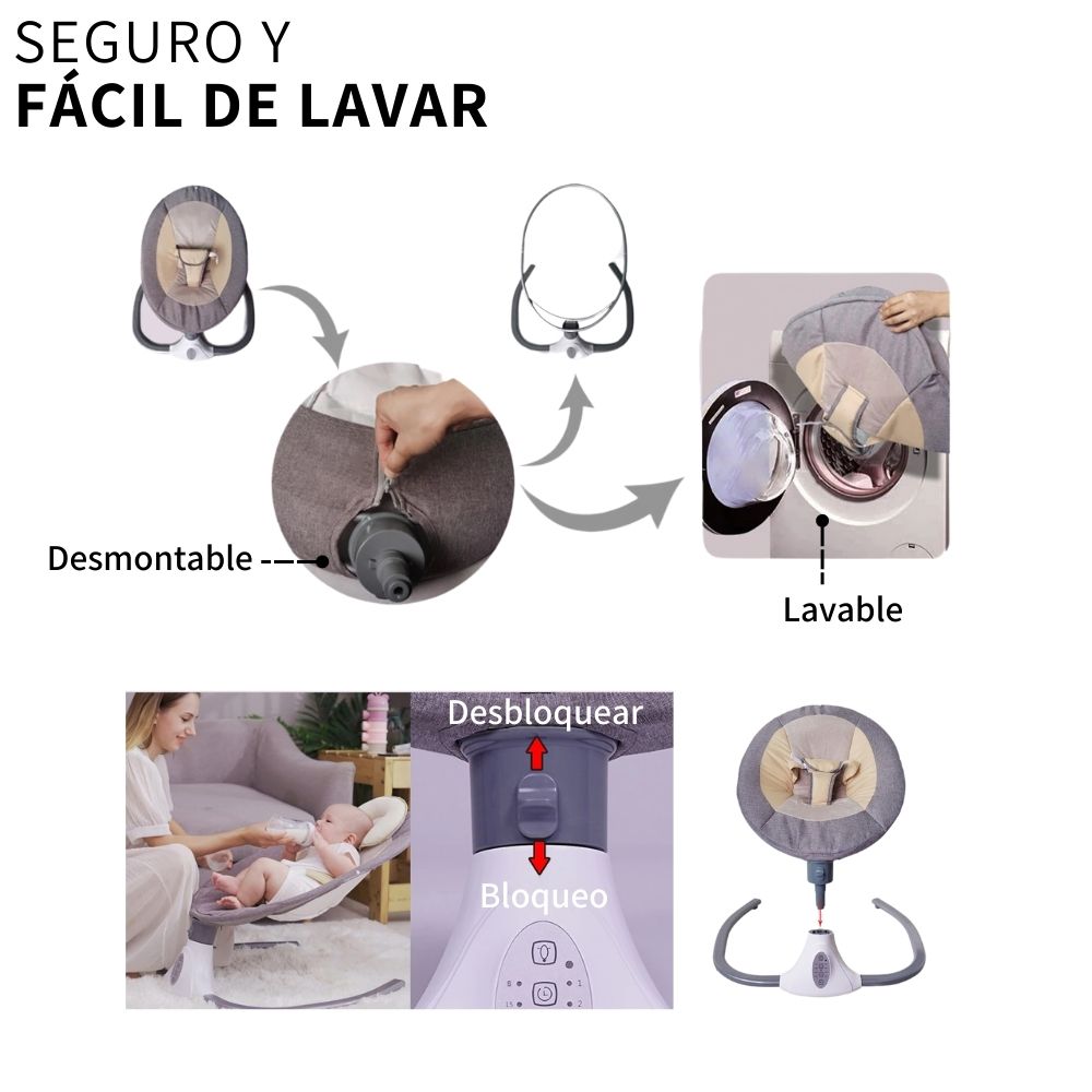 Columpio Mecedora Electrica Para Bebe Mosquitero Cuna Moises