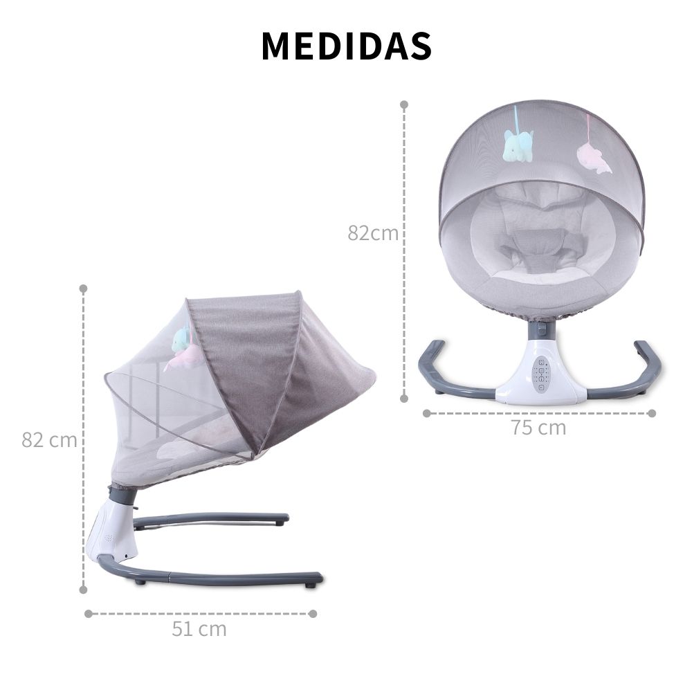 Columpio Mecedora Electrica Para Bebe Mosquitero Cuna Moises