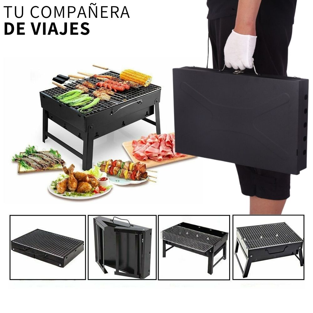 Asador Plegable Parrilla De Carbon Portatil Espatula Tenedor