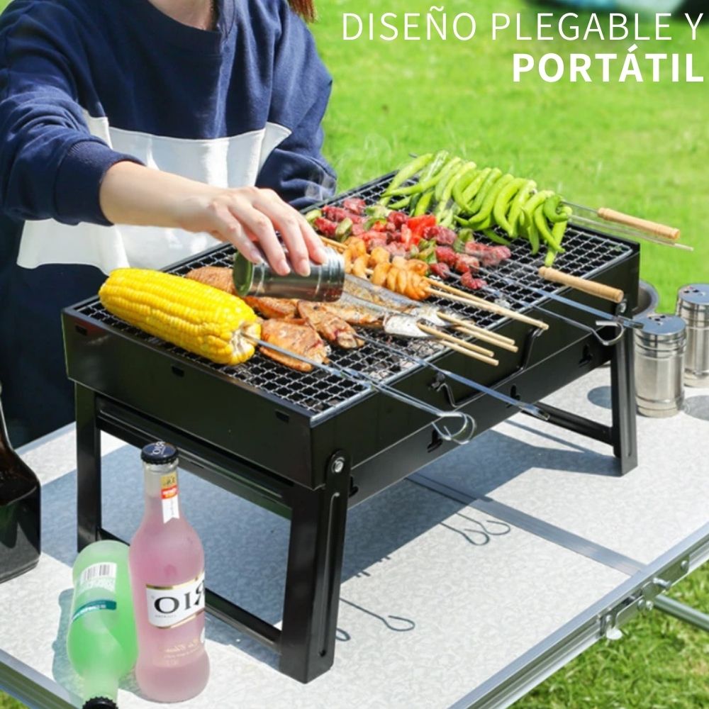 Asador Plegable Parrilla De Carbon Portatil Espatula Tenedor