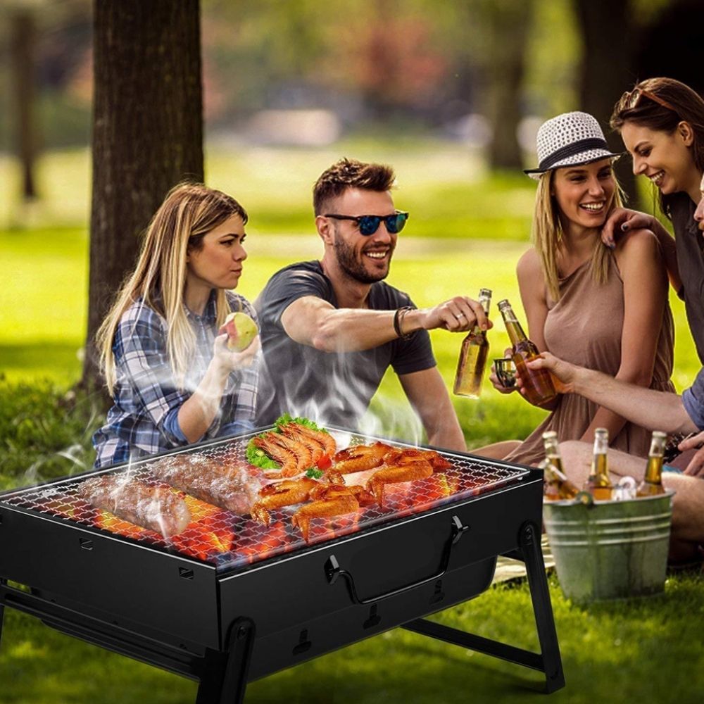 Asador Plegable Parrilla De Carbon Portatil Espatula Tenedor