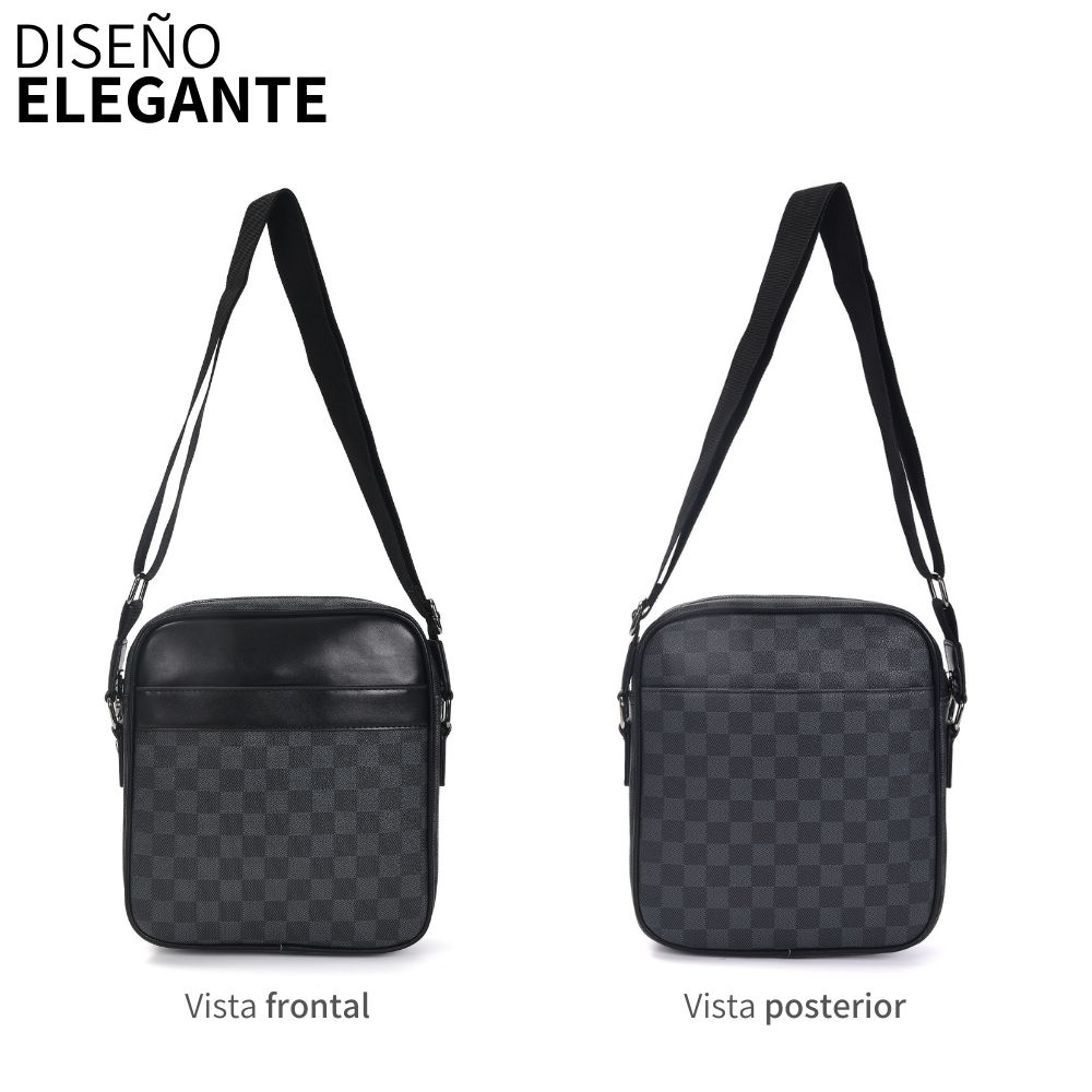 Bolso Bandolera Negra Impermeable Resistente Cuero Sintético