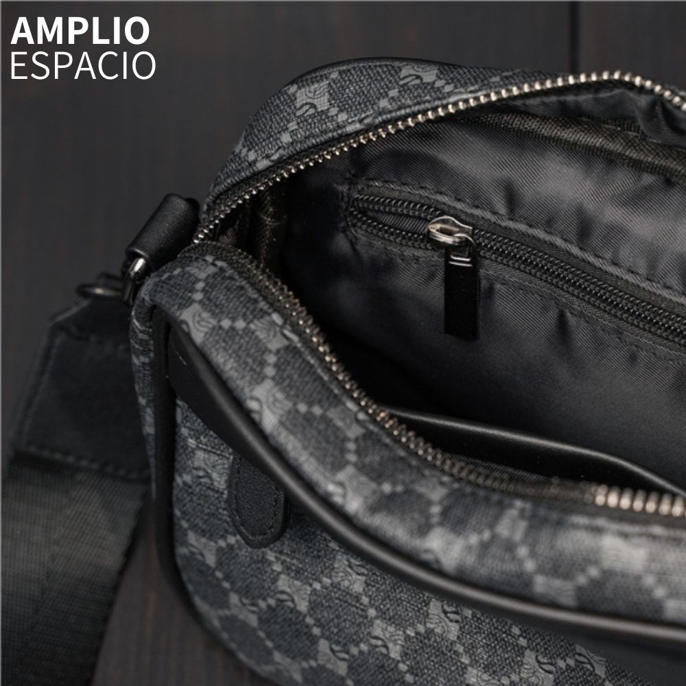 Bolso Bandolera Negra Impermeable Resistente Cuero Sintético