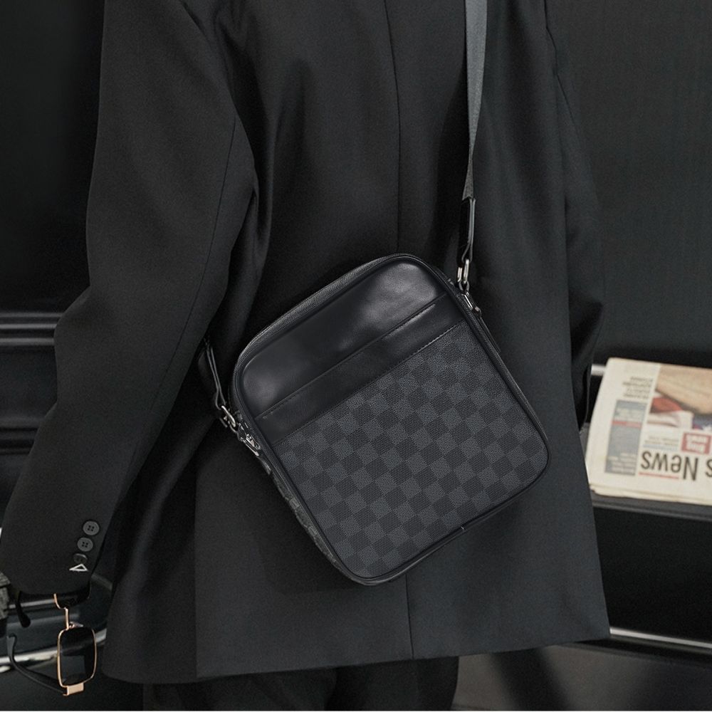 Bolso Bandolera Negra Impermeable Resistente Cuero Sintético