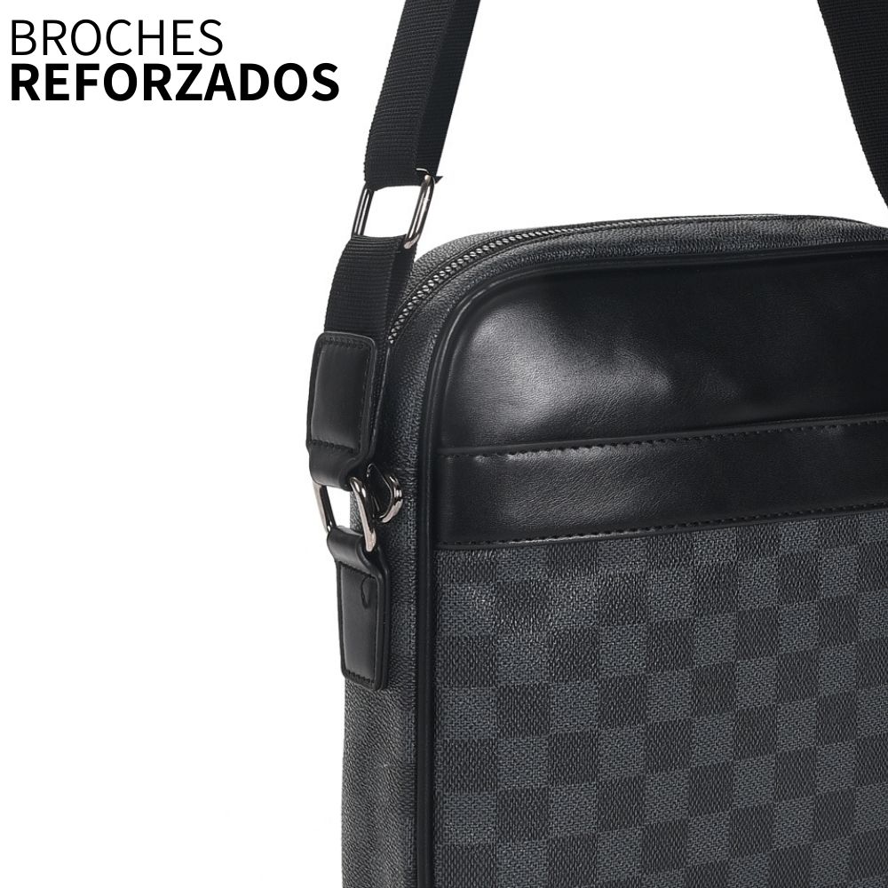 Bolso Bandolera Negra Impermeable Resistente Cuero Sintético