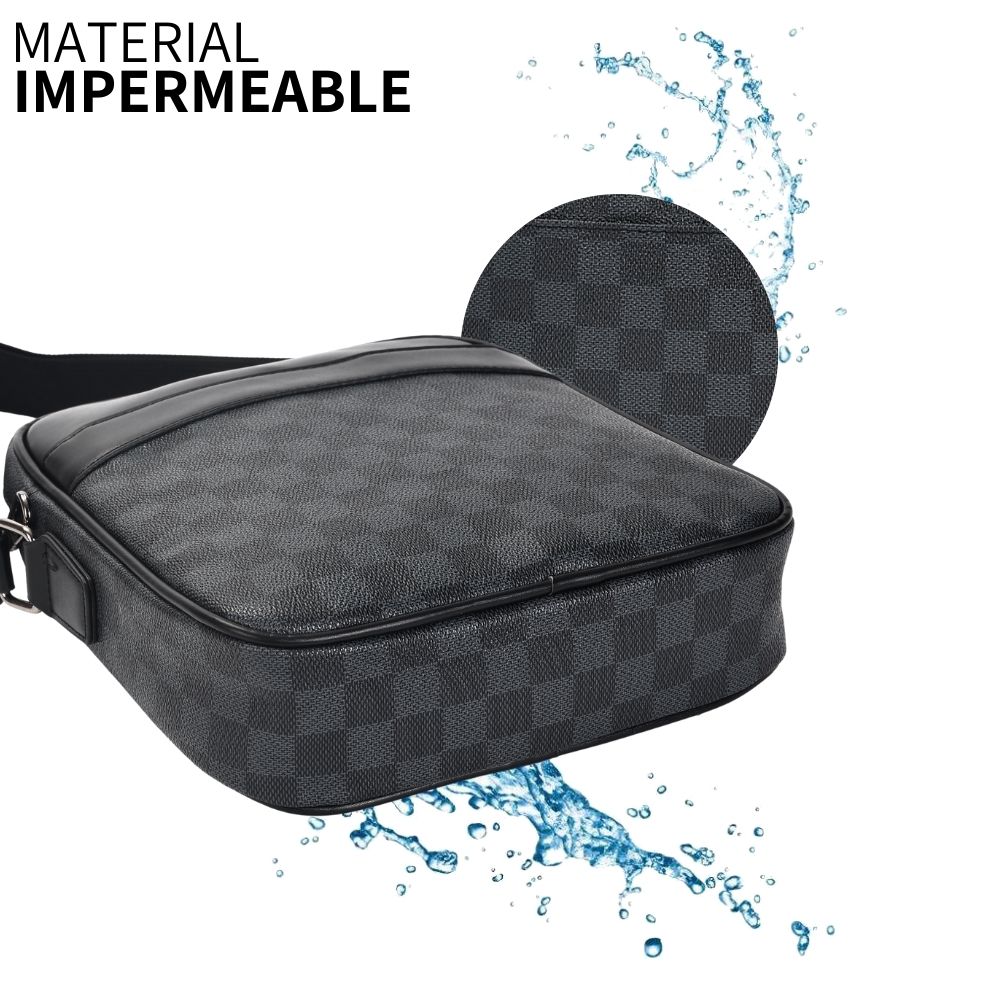 Bolso Bandolera Negra Impermeable Resistente Cuero Sintético