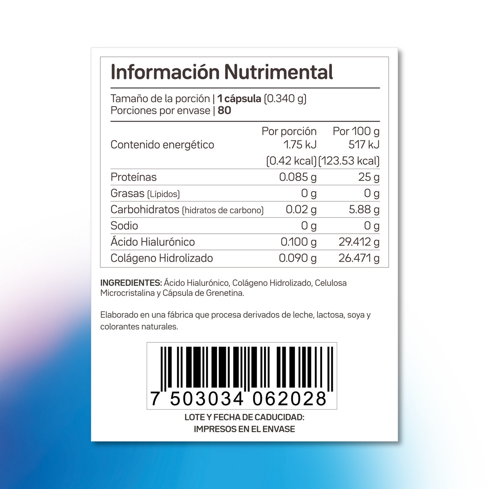 ÁCIDO HIALURÓNICO HC-PLUS Primetech 80 cápsulas de 340 mg