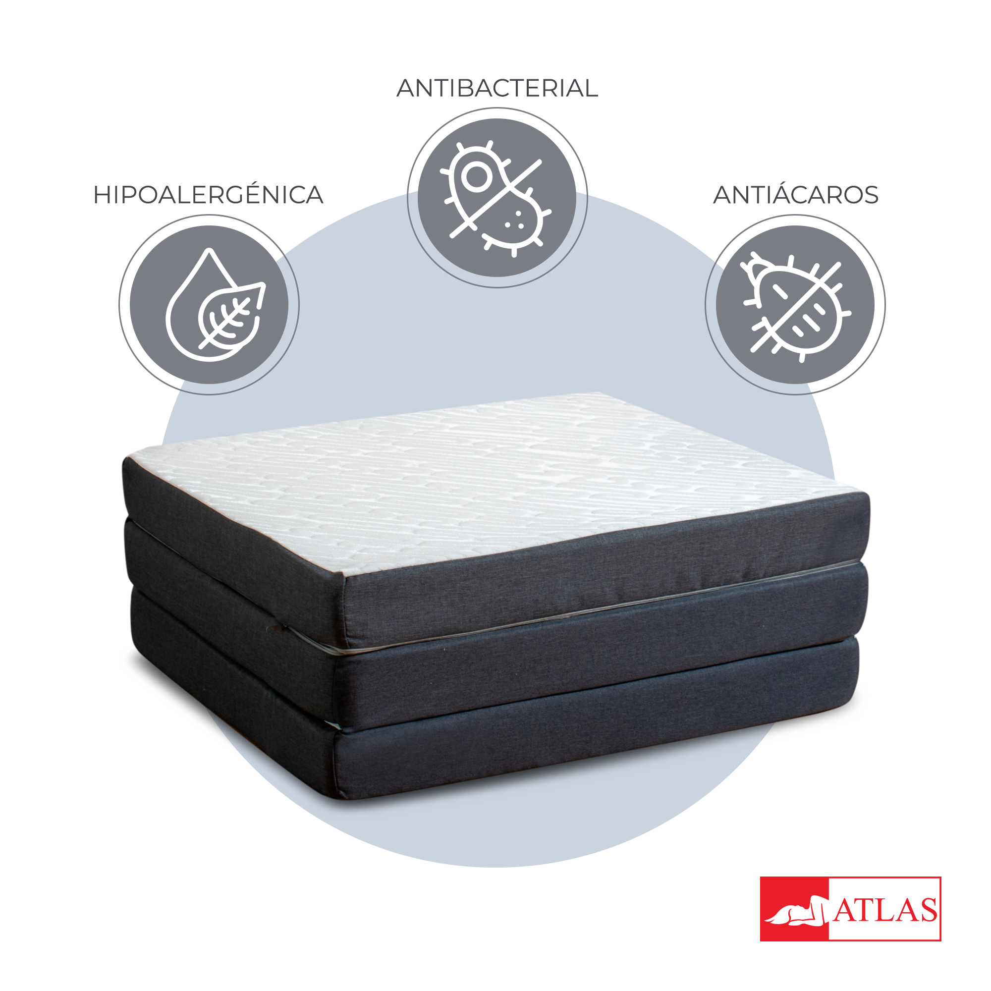 Colchón Matrimonial Plegable Con Maleta Firmeza Media