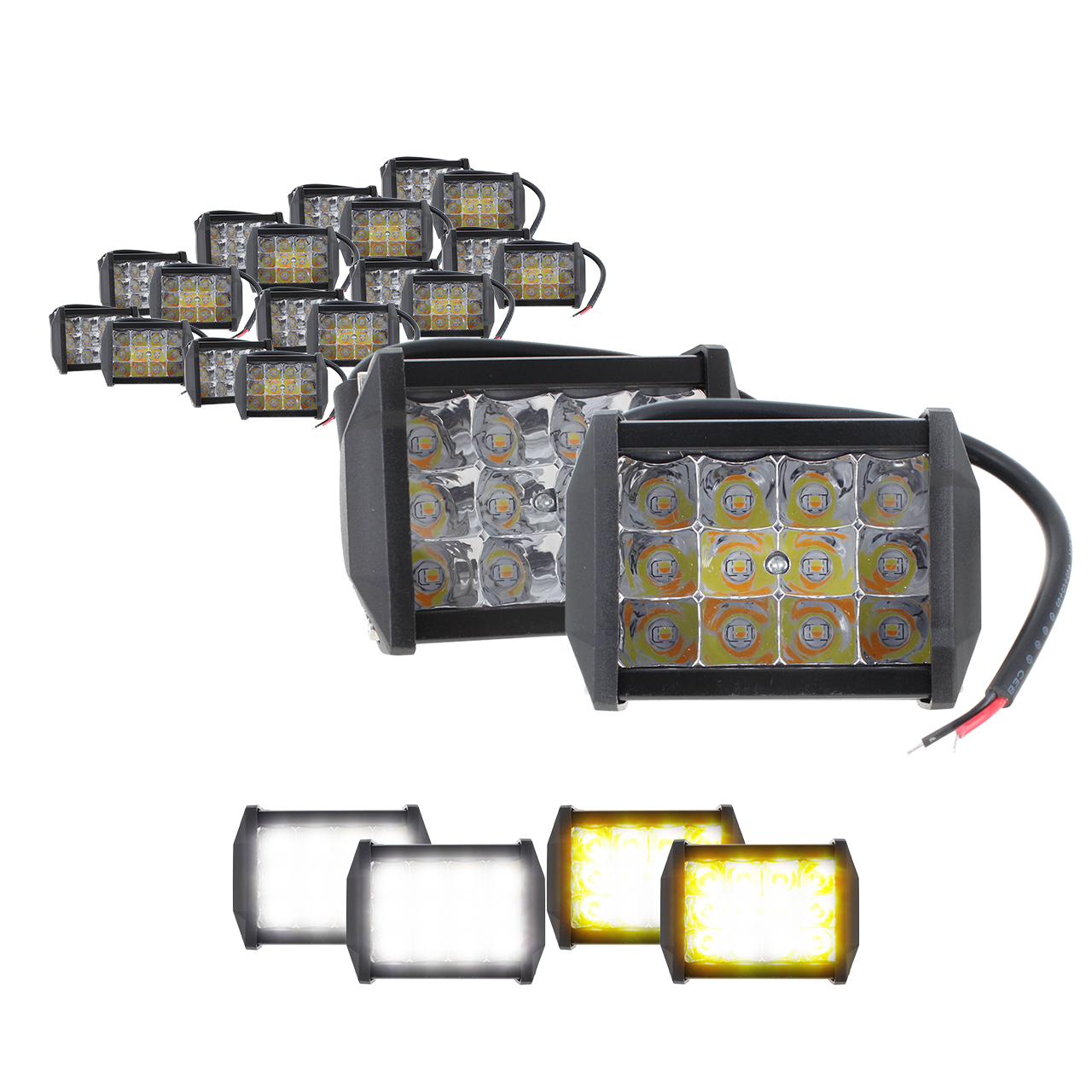 10 Par Faros 12 Led Dually Slim Bicolor Blanco Ambar Estrobo