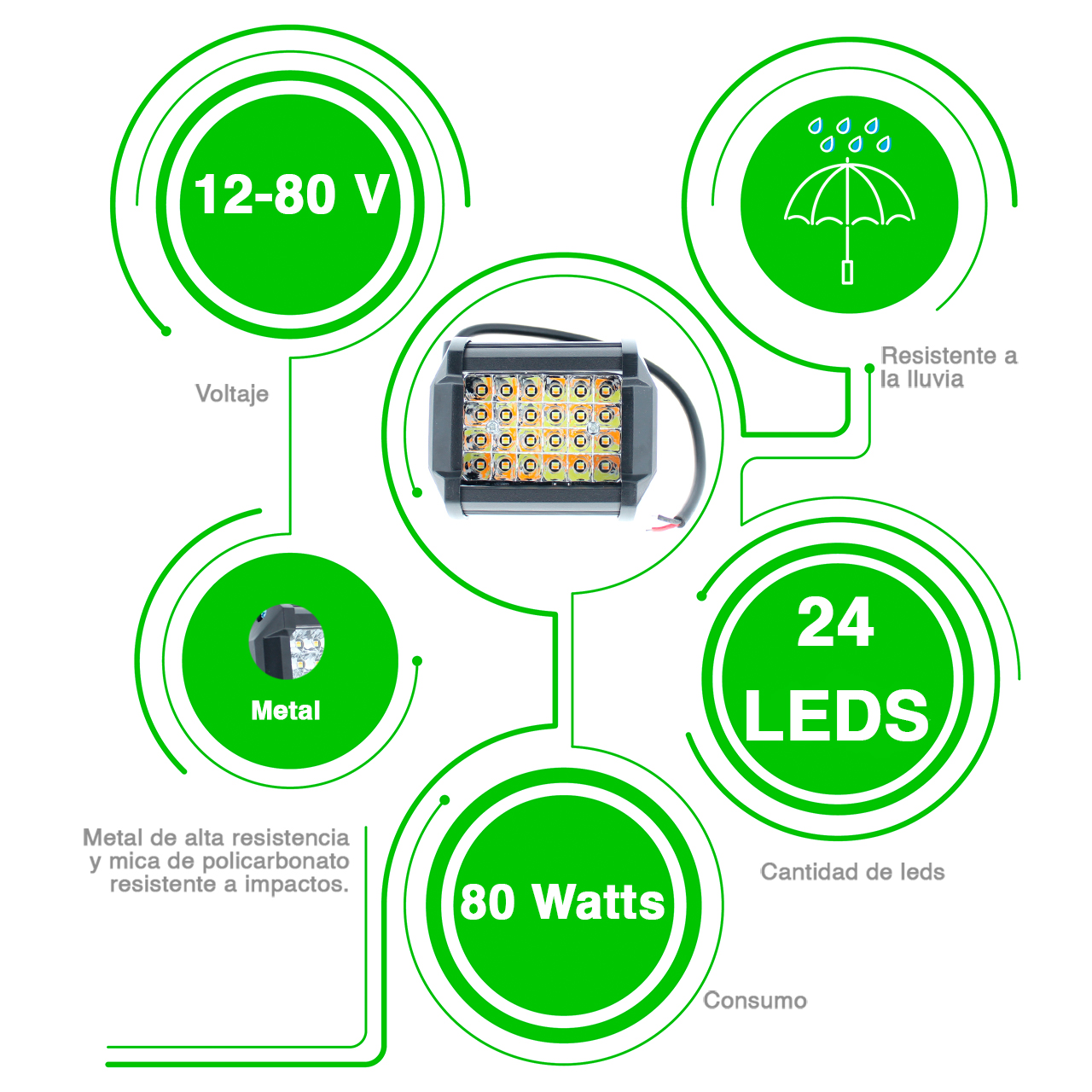 10 Par Faros 12 Led Dually Slim Bicolor Blanco Ambar Estrobo