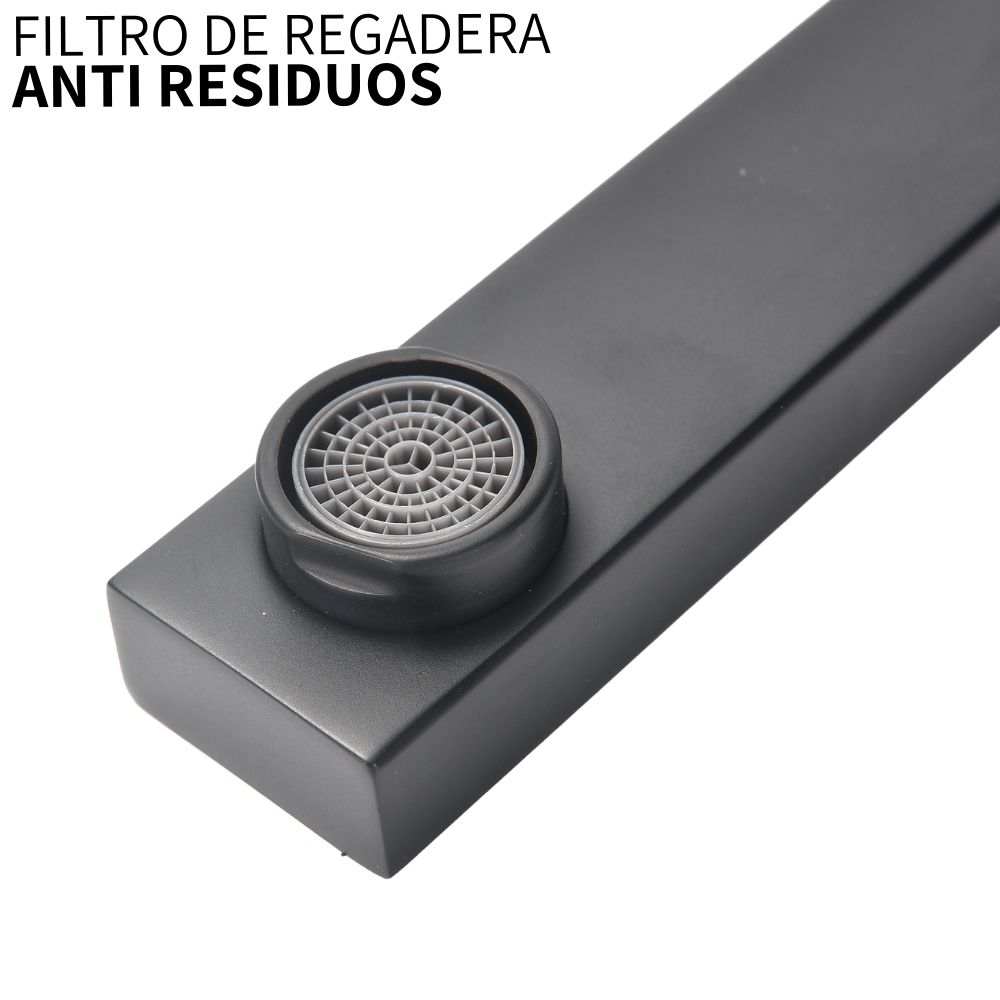 Kit Regadera Lluvia Cuadrada Negra Lujo Monomando Y Telefono