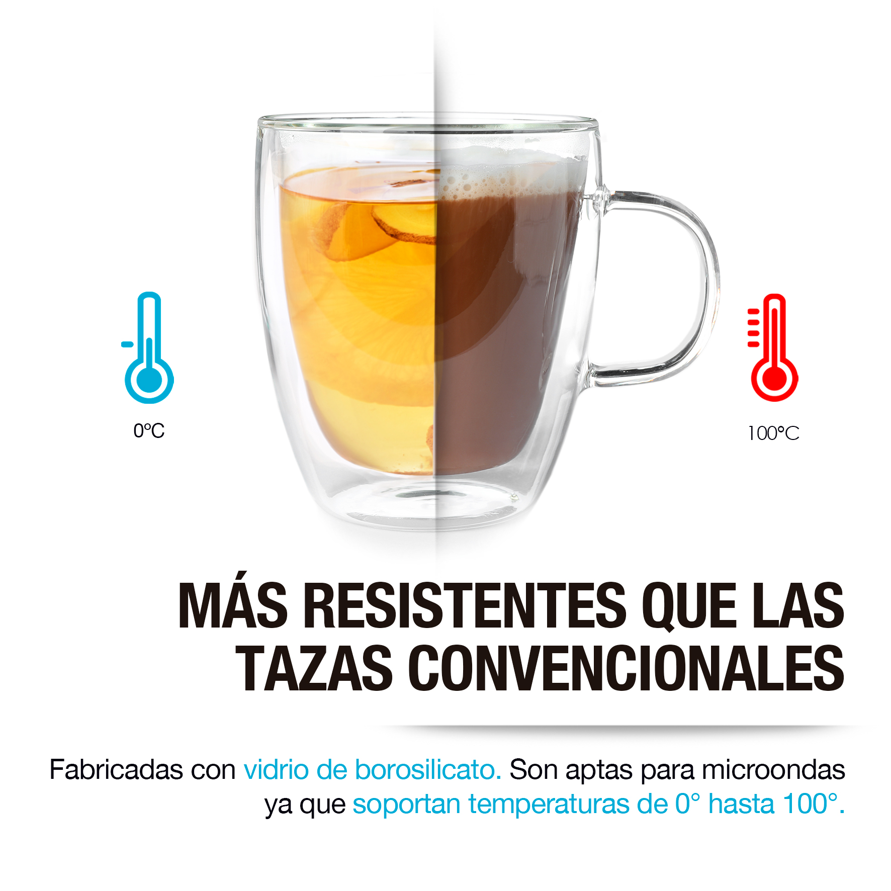 Tazas para Café Doble Pared 330ml y 140ml 4 Pz Resistentes CASA LITUS