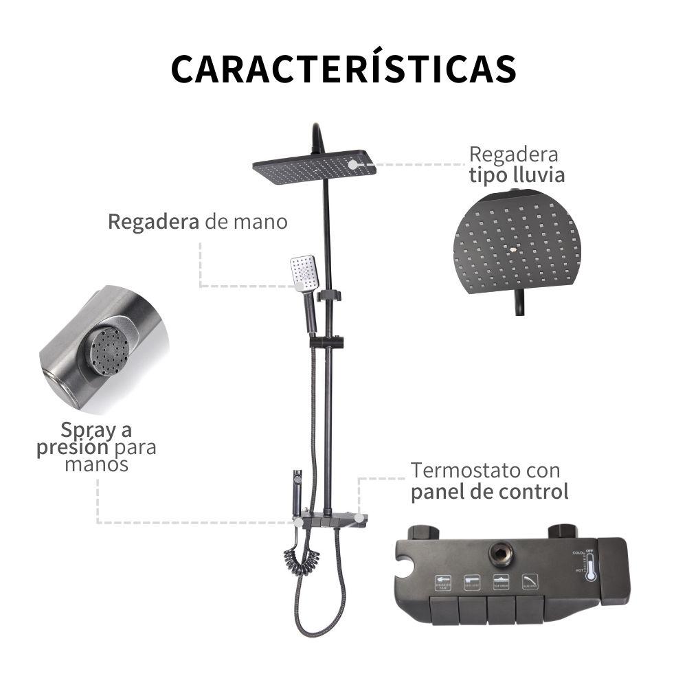 Kit Regadera Tipo Lluvia Cascada 4 En 1 Monomando Y Teléfono